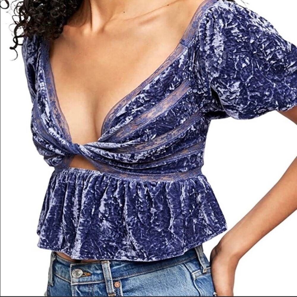NEW! Free People Truly Yours Crushed Velvet Top Size Large